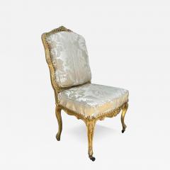 Antique 18th C Giltwood Silk Damask Chair - 4217316