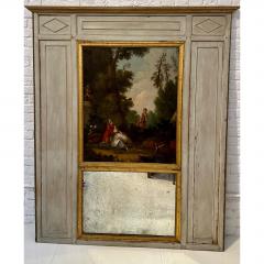 Antique 18th C Gustavian Oil Painting Tremeau Mirror - 3287835