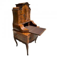 Antique 18th C Italian Burl Walnut Secretary Desk - 4190557