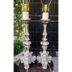 Antique 18th C Italian Gilt Wood Pricket Candlesticks a Pair - 1683102