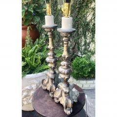 Antique 18th C Italian Gilt Wood Pricket Candlesticks a Pair - 1683105
