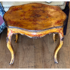 Antique 18th C Italian Paint Decorated Side or Petite Cocktail Table - 3493214