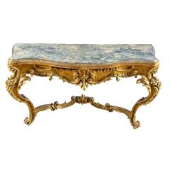 Antique 18th C Louis XV Rococo Giltwood Marble Top Console Table 1 of 2 - 4511280