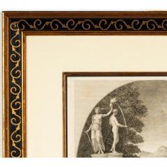 Antique 18th C Neoclassical Engraving Print in Designer Giltwood Frame - 4175464