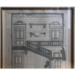 Antique 18th C Neoclassical French Staircase Architectural Engraving - 1807832