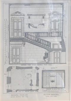 Antique 18th C Neoclassical French Staircase Architectural Engraving - 1810171