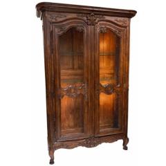 Antique 18th C Provincial Walnut Display Cabinet Armoire Joanna Carson Estate - 4423897