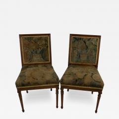 Antique 18th C Side Chairs W Tapestry Textile - 3383927