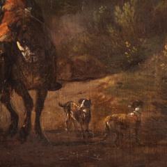 Antique 18th century painting on panel Arcadian landscape with knight - 4335398