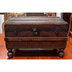 Antique 1920 s Crocodile Leather Steamer Trunk Coffee Table - 4648850