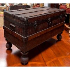 Antique 1920 s Crocodile Leather Steamer Trunk Coffee Table - 4648853