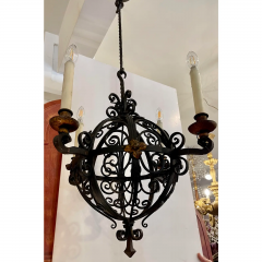 Antique 1920 s Spanish Colonial Wrought Iron Chandelier - 2669202