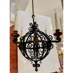 Antique 1920 s Spanish Colonial Wrought Iron Chandelier - 2669205