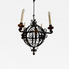 Antique 1920 s Spanish Colonial Wrought Iron Chandelier - 2671610