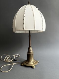 Antique 1920s Belgian Brass Lamp Base with Contemporary Fungo Shade by Fernando - 4341678