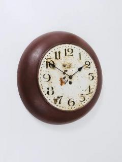 Antique 1920s Public Iron Wall Clock With Hand Painted Dial Industrial Style - 4064676