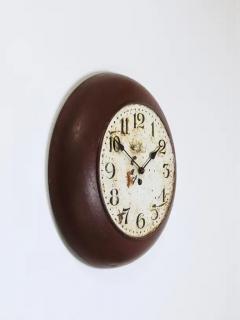 Antique 1920s Public Iron Wall Clock With Hand Painted Dial Industrial Style - 4064677