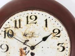 Antique 1920s Public Iron Wall Clock With Hand Painted Dial Industrial Style - 4064691