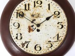 Antique 1920s Public Iron Wall Clock With Hand Painted Dial Industrial Style - 4064692