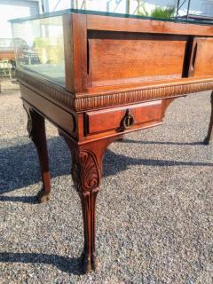 Antique 1930s Highly Carved Walnut and Glass Jewelry Display Case - 3877694