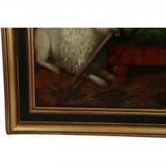 Antique 19c American School Portrait Oil Painting of a Boy His Dog - 2228123