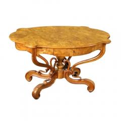 Antique 19c Biedermeier Burl Walnut Center Table - 3662603