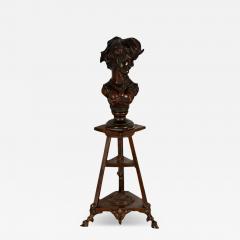 Antique 19c French Bronze Female Bust Sculpture on Hoof Foot Stand - 3993590