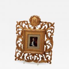 Antique 19c Napoleon Enamel Portrait Miniature in Giltwood Frame - 2841040