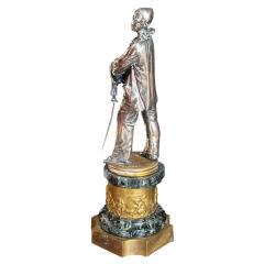 Antique 19c Silver Bronze Pierrot Clown Sculpture by Auguste Louis Lalouette - 4397890