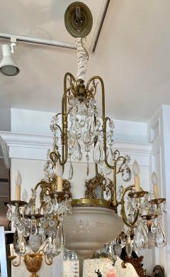 Antique 19th C Belle poque Bronze Crystal Chandelier - 2163996