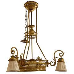 Antique 19th C Brass French Beaux Arts Chandelier - 4416259