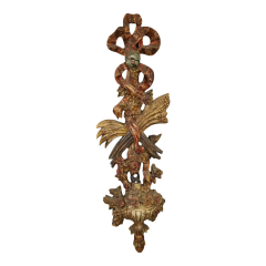 Antique 19th C Carved Floral Wall Frieze Sculpture - 4126196