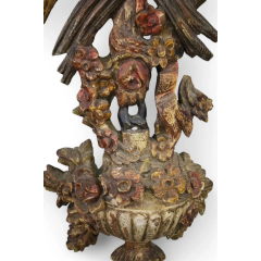 Antique 19th C Carved Floral Wall Frieze Sculpture - 4126210