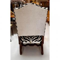 Antique 19th C Carved Walnut Os De Mouton Throne Chair W Zebra Velvet - 3561325