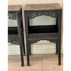 Antique 19th C Chinese Carved Fretwork Side Tables a Pair - 2796292