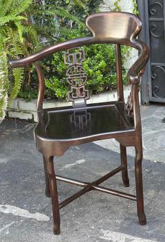 Antique 19th C Chinese Rosewood Corner Arm Chair - 2483506