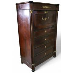 Antique 19th C Empire Mahogany Gilt Bronze Drop Front Desk Secretary - 4549756