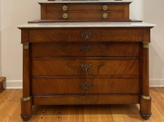 Antique 19th C Empire Mirrored Marble Top Dresser Commode - 2177596