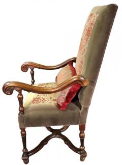 Antique 19th C French Carved Fauteuil Arm Chair W Lumbar Cushion - 3575503