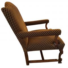 Antique 19th C Italian Walnut Cut Velvet Arm Chair - 4594046