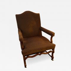 Antique 19th C Italian Walnut Cut Velvet Arm Chair - 4594851