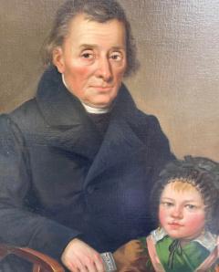Antique 19th C Library Portrait Oil Painting Father Daughter - 2153117