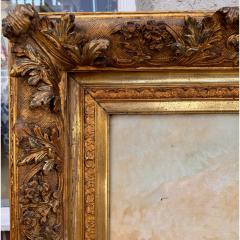 Antique 19th C Oil Painting W Courting Couple Horse Dog Framed Painting - 3820702