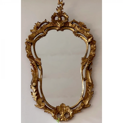 Antique 19th C Rococo Giltwood Shield Form Mirror - 3493065