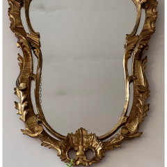 Antique 19th C Rococo Giltwood Shield Form Mirror - 3493110