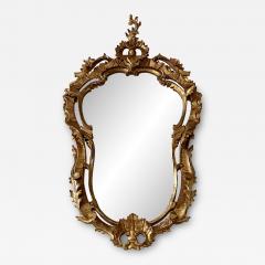 Antique 19th C Rococo Giltwood Shield Form Mirror - 3494527