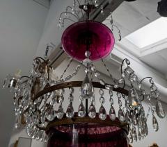 Antique 19th C Swedish Amethyst Crystal Bell Form Chandelier - 3856513