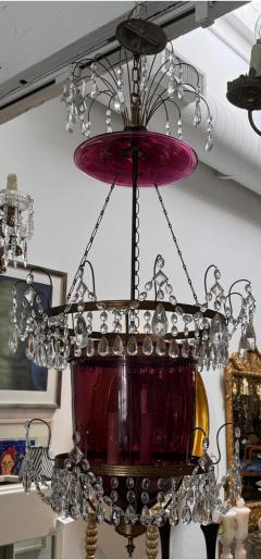 Antique 19th C Swedish Amethyst Crystal Bell Form Chandelier - 3856535