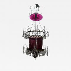 Antique 19th C Swedish Amethyst Crystal Bell Form Chandelier - 3857125