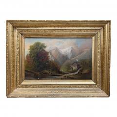Antique 19th C Welsh Landscape Oil Painting of Figures Near a Watermill - 3947129
